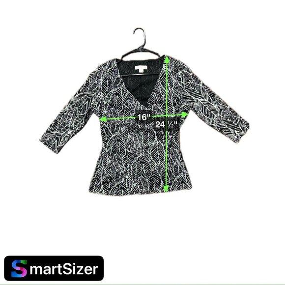 Coldwater Creek Womens Black White Leaf Print Wrap Top Sz Medium - Picture 7 of 9